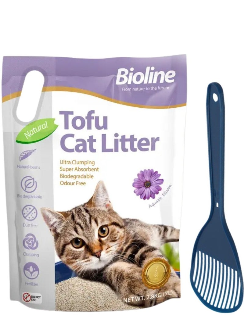 بايولاين عرض - رمل قطط بيولاين توفو 7 لتر - برائحة الأزهار المائية + مغرفة رمل قطط موديرنا - Image 4